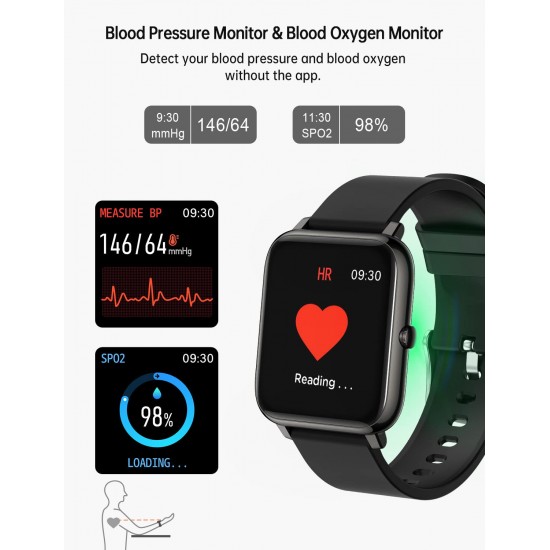 Popglory Smartwatch, fitnesstracker met bloeddrukmeting, fitnesshorloge met hartslagmeter, slaapmonitor, IP67-waterdicht, sporthorloge, stappenteller voor Android en iOS smartwatch, voor dames