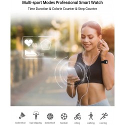 Popglory Smartwatch, fitnesstracker met bloeddrukmeting, fitnesshorloge met hartslagmeter, slaapmonitor, IP67-waterdicht, sporthorloge, stappenteller voor Android en iOS smartwatch, voor dames