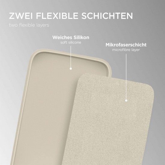 ONEFLOW Telefoonhoesje, soft case, compatibel met Apple iPhone 11 siliconen hoesje met verhoogde rand ter bescherming van het display, dubbellaags, zacht telefoonhoesje, mat Beige