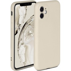 ONEFLOW Telefoonhoesje, soft case, compatibel met Apple iPhone 11 siliconen hoesje met verhoogde rand ter bescherming van het display, dubbellaags, zacht telefoonhoesje, mat Beige