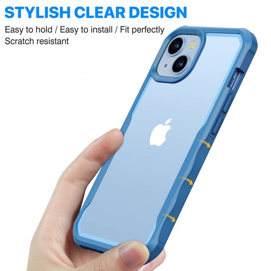 CENHUFO Compatibel met iPhone 14 Plus hoesje Ingebouwde glazen schermbeschermer met cameralensbeschermer, 360°Full Body Heavy Duty beschermend telefoonhoesje voor iPhone 14 Plus hoesje Schokbestendig -blauw