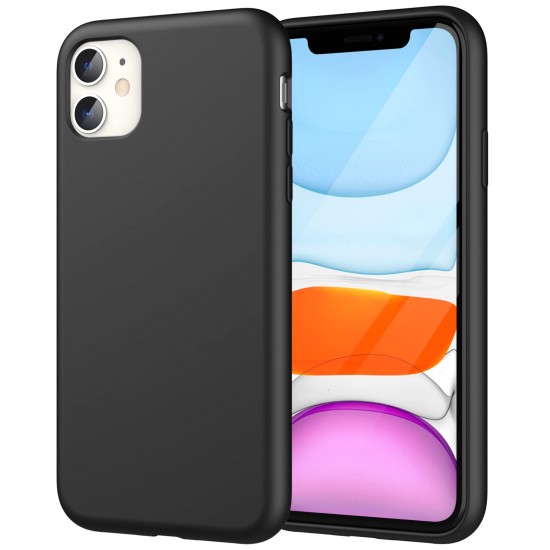 JETech Siliconen Hoesje voor iPhone 11 (2019) 6,1 Inch, Zijdezachte Full Body Beschermhoes, Schokbestendige Case met Microvezel Voering (Zwart)