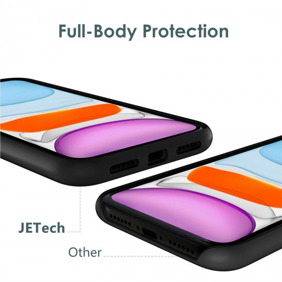 JETech Siliconen Hoesje voor iPhone 11 (2019) 6,1 Inch, Zijdezachte Full Body Beschermhoes, Schokbestendige Case met Microvezel Voering (Zwart)