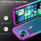 TUCCH Doorzichtig hoesje compatibel met iPhone 13 Mini, ultradunne TPU Gradient Shockproof Case Cover met [glazen schermbeschermer], anti-kras volledige bescherming telefoonhoesje, paars en blauw