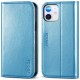 TUCCH Portemonnee hoesje voor iPhone 12 Pro/12 (6,1 inch), PU lederen standaard flip folio cover met [kijkstandaard ][kaart Shockproof TPU], beschermend telefoonhoesje, glanzend blauw