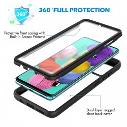 CENHUFO voor Samsung Galaxy A71 hoesje, met ingebouwde schermbeschermer militaire kwaliteit, schokbestendig, doorzichtig hoesje, 360 °, volledig lichaam, beschermend robuust bumper telefoonhoesje voor Samsung Galaxy A71 (4G) 6,7 inch - zwart