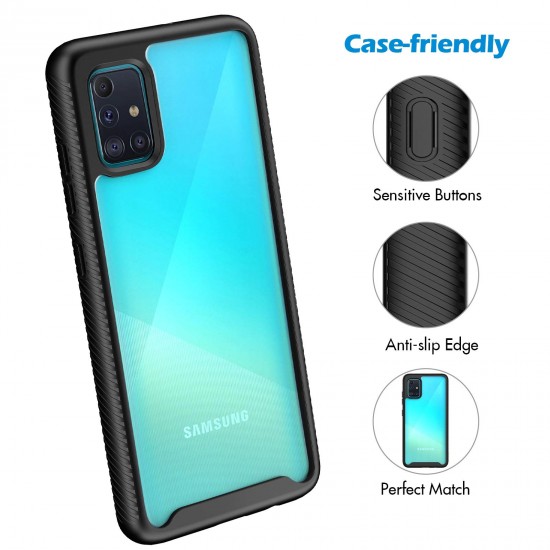 CENHUFO voor Samsung Galaxy A71 hoesje, met ingebouwde schermbeschermer militaire kwaliteit, schokbestendig, doorzichtig hoesje, 360 °, volledig lichaam, beschermend robuust bumper telefoonhoesje voor Samsung Galaxy A71 (4G) 6,7 inch - zwart