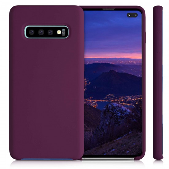 kwmobile telefoonhoesje compatibel met Samsung Galaxy S10 Plus / S10+ - Hoesje met siliconen coating - Smartphone case in bordeaux-violet