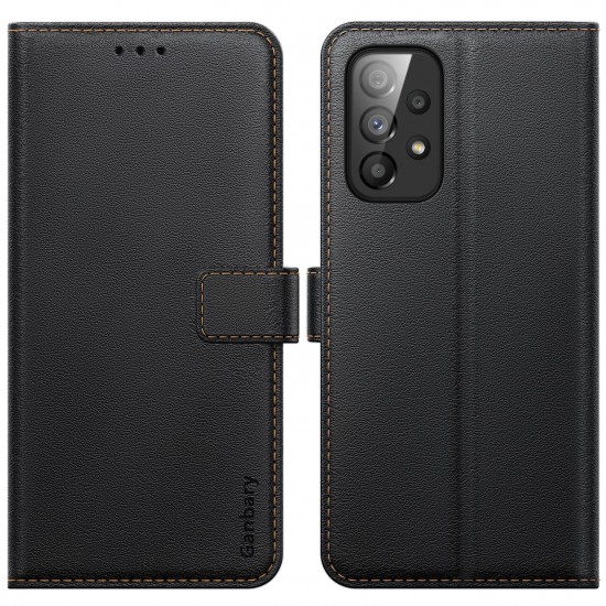 Ganbary Compatibel met Samsung Galaxy A33 5G hoesje, premium PU-lederen flip portemonnee telefoonhoesje [volledige bescherming] [kaartsleuven] [Kickstand] voor Samsung Galaxy A33 5G, zwart