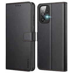 Ganbary Compatibel met Samsung Galaxy A33 5G hoesje, premium PU-lederen flip portemonnee telefoonhoesje [volledige bescherming] [kaartsleuven] [Kickstand] voor Samsung Galaxy A33 5G, zwart
