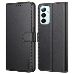 Ganbary Compatibel met Samsung Galaxy M23 Case, Premium PU Lederen Flip Wallet Telefoonhoesje Cover [Volledige bescherming] [Kaartsleuven] [Kickstand] voor Samsung M23, Zwart