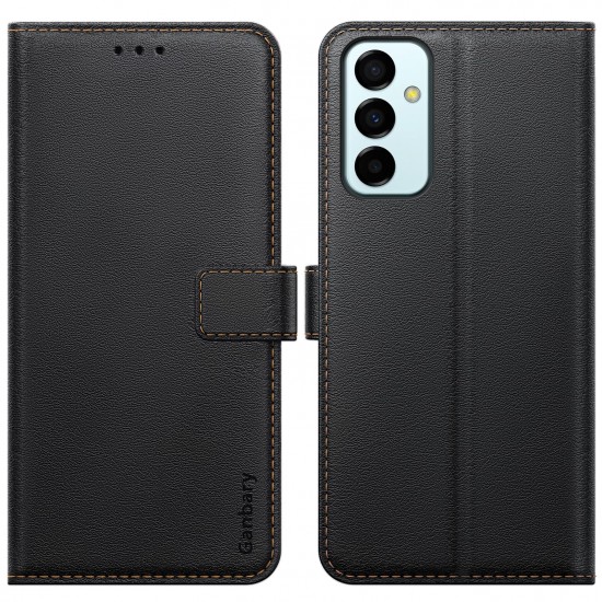 Ganbary Compatibel met Samsung Galaxy M23 Case, Premium PU Lederen Flip Wallet Telefoonhoesje Cover [Volledige bescherming] [Kaartsleuven] [Kickstand] voor Samsung M23, Zwart