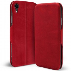 Verco Bookcase voor iPhone XR Hoesje, Premium Flip Cover Magneetsluiting Telefoonhoesje voor Apple iPhone XR Case met Kaarthouders slots, Rood