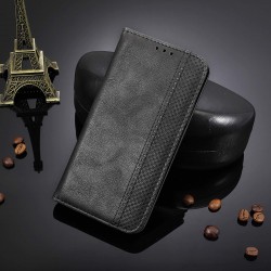 XINNI Beschermend telefoonhoesje voor Xiaomi Redmi Note 11 Pro+(Plus) 5G, PU/TPU vintage flip lederen schokbestendige hoes magnetische boek stijl portemonnee, zwart