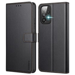 Ganbary Compatibel met Samsung Galaxy A53 5G hoesje, premium PU-lederen flip portemonnee telefoonhoesje [volledige bescherming] [kaartsleuven] [Kickstand] voor Samsung Galaxy A53 5G, zwart