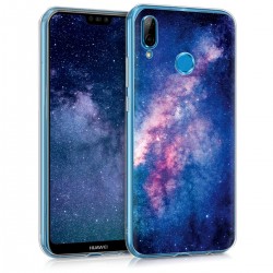 kwmobile telefoonhoesje compatibel met Huawei P20 Lite - Hoesje voor smartphone in poederroze/roze/donkerblauw - Melkweg en Sterren