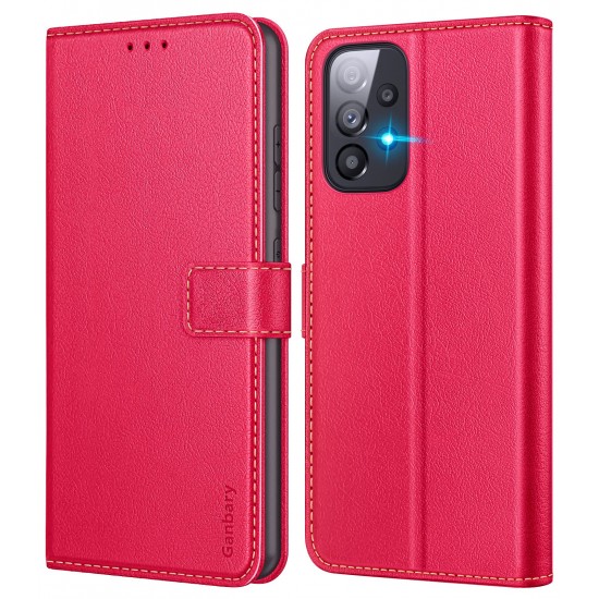 Ganbary Compatibel met Samsung Galaxy A33 5G hoesje, premium PU-lederen flip portemonnee telefoonhoesje [volledige bescherming] [kaartsleuven] [Kickstand] voor Samsung Galaxy A33 5G, rood