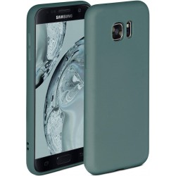 ONEFLOW Telefoonhoesje, soft case, compatibel met Samsung Galaxy S7 siliconen hoesje met verhoogde rand ter bescherming van het display, dubbellaags, zacht telefoonhoesje, mat Petrol-Groen