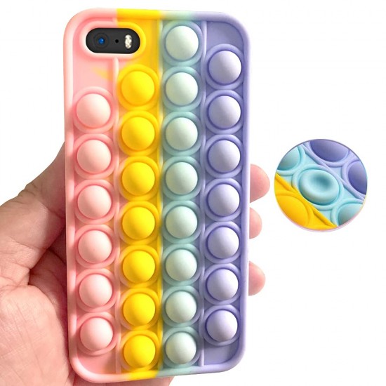 SDTEK Hoesje compatibel met iPhone SE (2016-2019) 5 5s, Bubble Fidget Pop Soft Siliconen Telefoonhoesje (Rainbow)