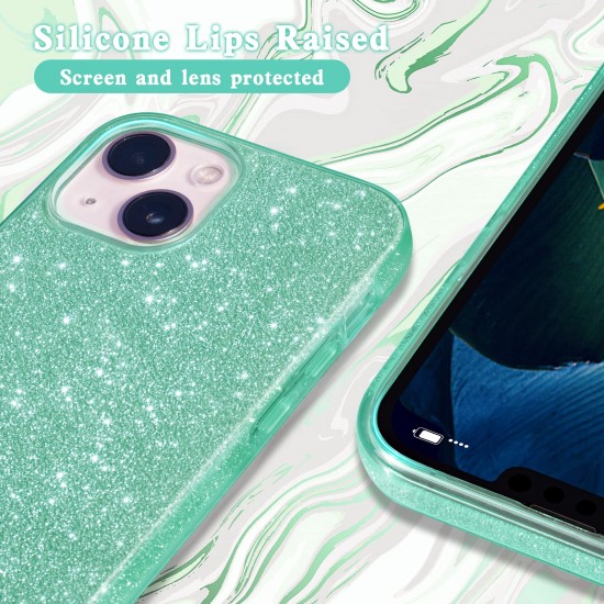 MATEPROX Glitter Hoesje Compatibel met iPhone 13 Case Sparkly Bling Beschermhoes, Slanke Crystal Hard Shell Telefoonhoesjes voor iPhone 13 6,1'' 2021-Groen