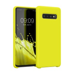 kwmobile telefoonhoesje compatibel met Samsung Galaxy S10 - Hoesje met siliconen coating - Smartphone case in citroengeel