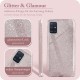 ONEFLOW Glitter Case Telefoonhoesje, compatibel met Samsung Galaxy A51, glitterhoesje, schokbestendig, siliconen, dun hoesje met diamantenstrass, blingbling, Glans - Rosé