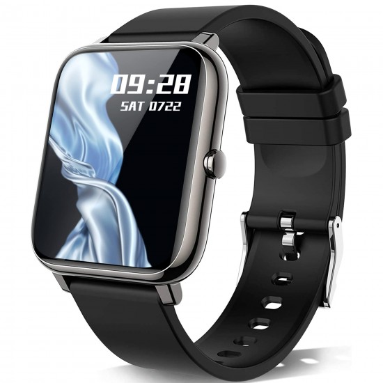 Kalinco Smartwatch, 1,4 inch touch-kleurendisplay met gepersonaliseerd scherm, polshorloge met bloeddrukmeting, hartslag, slaapmonitor, sporthorloge, IP67 waterdicht, stappenteller voor dames en heren