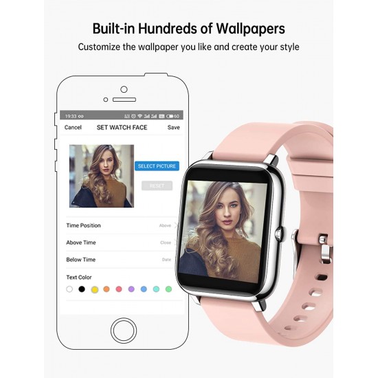 Popglory Smartwatch, fitnesstracker met bloeddrukmeting, fitnesshorloge met hartslagmeter, slaapmonitor, IP67-waterdicht, sporthorloge, stappenteller voor Android en iOS smartwatch, voor dames en heren