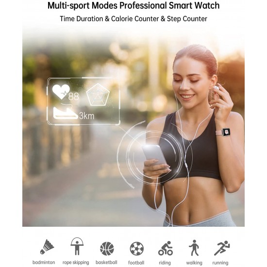 Popglory Smartwatch, fitnesstracker met bloeddrukmeting, fitnesshorloge met hartslagmeter, slaapmonitor, IP67-waterdicht, sporthorloge, stappenteller voor Android en iOS smartwatch, voor dames en heren