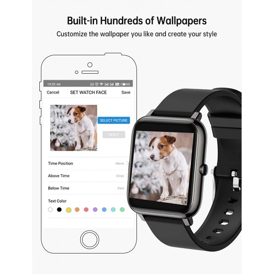 Popglory Smartwatch, fitnesstracker met bloeddrukmeting, fitnesshorloge met hartslagmeter, slaapmonitor, IP67-waterdicht, sporthorloge, stappenteller voor Android en iOS smartwatch, voor dames en heren