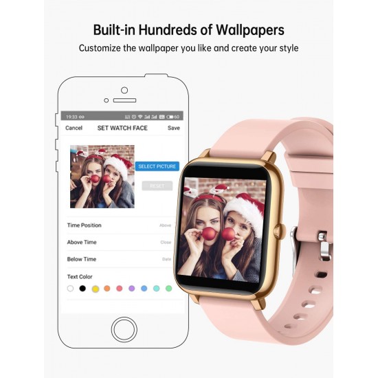 Popglory Smartwatch, fitnesstracker met bloeddrukmeting, fitnesshorloge met hartslagmeter, slaapmonitor, IP67-waterdicht, sporthorloge, stappenteller voor Android en iOS smartwatch, voor dames en heren