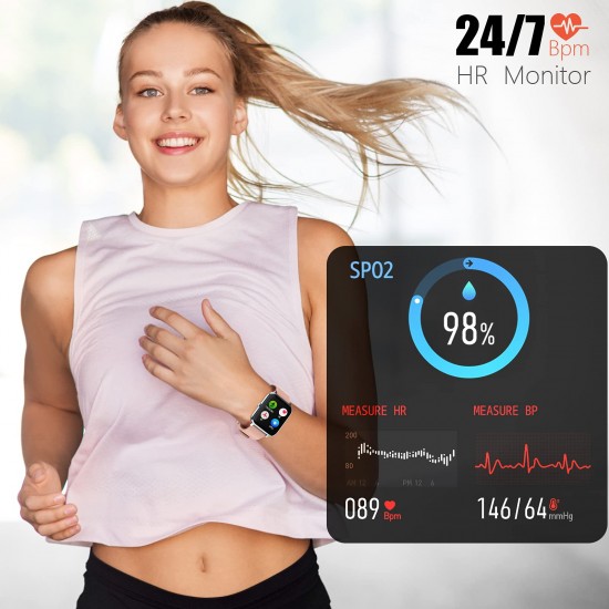 IDEALROYAL Smart Watch, 1,4-inch smartwatch met touchscreen, fitnesstracker met hartslagmeter, slaapmonitor, Bluetooth-camera Muziekbediening Smartwatch voor mannen en vrouwen