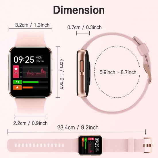 ZOSKVEE Smart Watch, Smartwatch voor Android and iOS met hartslag, bloedzuurstofverzadiging, 1,4 inch dynamisch horlogegezicht IP68 waterdicht, fitness-tracker 30 dagen stand-by voor mannen, vrouwen