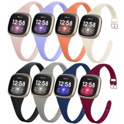 Surundo 8 Pack Dunne Slim Bands Compatibel met Fitbit Versa 3/Fitbit Sense Smartwatch, Vervanging Sport Dunne Smalle Polsbandbandjes Accessoires voor Vrouwen Mannen, Klein