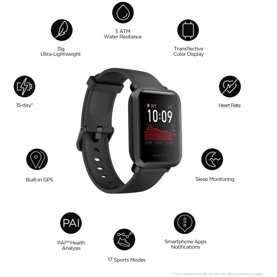 Amazfit Bip S Smartwatch 5 ATM GPS GLONASS Smartwatch met Bluetooth en iOS-connectiviteit, wereldwijde versie (oranje)