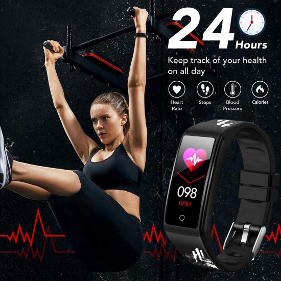 Smartwatch, hartslagmeter, armband, stappenteller, GPS, fitness, activiteitstracker, bloeddrukmeter, sport, dames en heren, waterdicht IP68, cardio-horloge voor Android iOS Duodugo