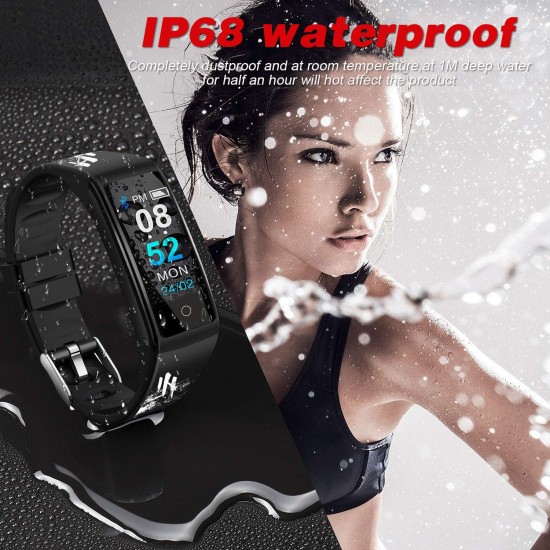 Smartwatch, hartslagmeter, armband, stappenteller, GPS, fitness, activiteitstracker, bloeddrukmeter, sport, dames en heren, waterdicht IP68, cardio-horloge voor Android iOS Duodugo