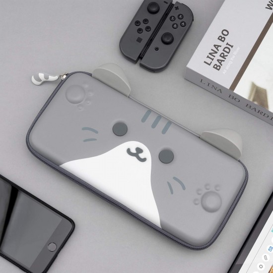 GeekShare Draagtas voor kattenoren voor Nintendo Switch/Switch OLED - draagbare dunne reis-hoes voor schakelaars en gaming-accessoires