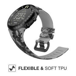 MoKo Horlogebandje compatibel met Suunto Core - TPU sportarmband horloge band band reserveband horlogeband voor Suunto Core smartwatch, camouflage grijs