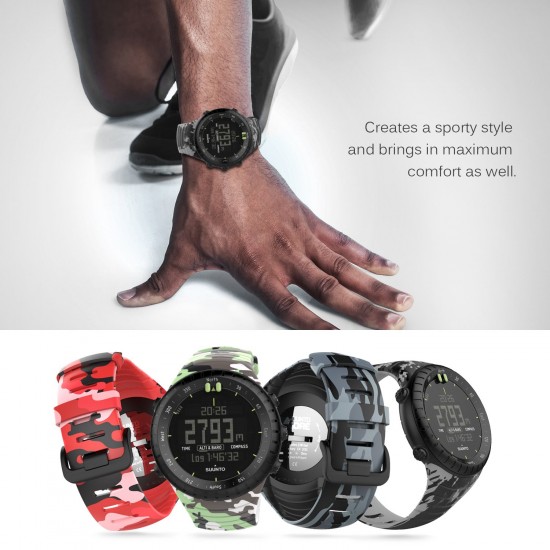 MoKo Horlogebandje compatibel met Suunto Core - TPU sportarmband horloge band band reserveband horlogeband voor Suunto Core smartwatch, camouflage grijs