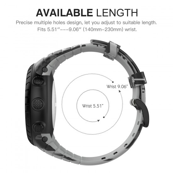 MoKo Horlogebandje compatibel met Suunto Core - TPU sportarmband horloge band band reserveband horlogeband voor Suunto Core smartwatch, camouflage grijs