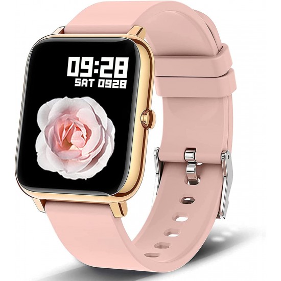 Popglory Smartwatch, 1,4 inch touchscreen, kleurendisplay, IP67 waterdicht, stappenteller, voor dames en heren, fitnesshorloge, 7 sportmodi met hartslag, slaapmonitor, compatibel met iOS en Android