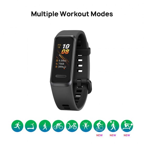 HUAWEI Band 4 Smart Band, fitnessactiviteitentracker met 0,96 „kleurenscherm, 24/7 continue hartslagmeter, slaaptracking, 5ATM waterdicht, tot 6 dagen gebruikstijd, grafietzwart