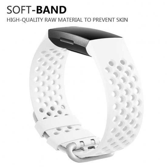 FunBand Horlogebandje voor de Fitbit Charge 3/Charge 4, ademende, verstelbare vervanging, zachte siliconen, sportief polsbandje/horlogebandje voor de Smartwatch