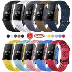 FunBand Horlogebandje voor de Fitbit Charge 3/Charge 4, ademende, verstelbare vervanging, zachte siliconen, sportief polsbandje/horlogebandje voor de Smartwatch