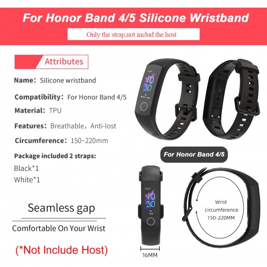 BDIG 2 stuks reserveband compatibel met Honor Band 5 Band 4 armband, sport siliconen armband smartwatch reservebanden voor Honor Band 4 Honor Band 5 reserveband