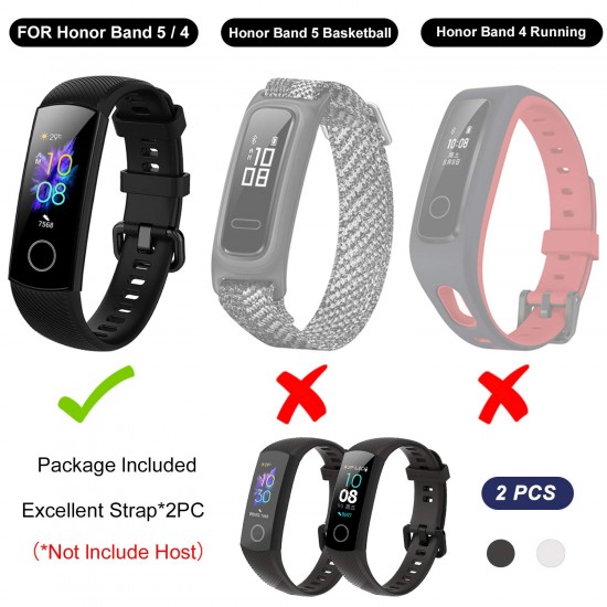 BDIG 2 stuks reserveband compatibel met Honor Band 5 Band 4 armband, sport siliconen armband smartwatch reservebanden voor Honor Band 4 Honor Band 5 reserveband