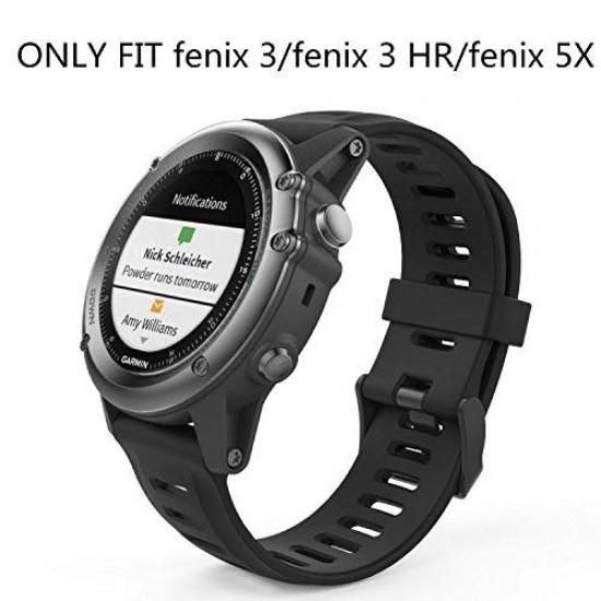 Supore Fenix 3/Fenix 5X/Fenix 6X sporthorloge armband siliconen sportarmband horloge armband reservearmband met gereedschap voor Garmin Fenix 3 / Fenix 3 HR GPS smartwatch