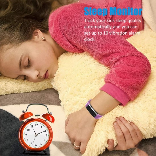 BIGGERFIVE Fitness Tracker Horloge voor kinderen jongens meisjes tieners, stappenteller, activiteitentracker, slaapmonitor, calorieteller, trillende wekker, IP67 waterdicht stappenteller horloge