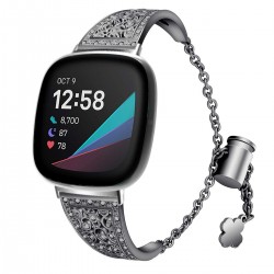 AISPORTS Compatibel met Fitbit Versa 3 Strap/Fitbit Sense-riem voor dames, Crystal Bling Glitter Diamond Polsband Metalen Gesp Sieraden Armband Vervanging Band voor Fitbit Versa 3/Fitbit Sense